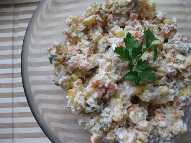 Olivie with tuna salad 