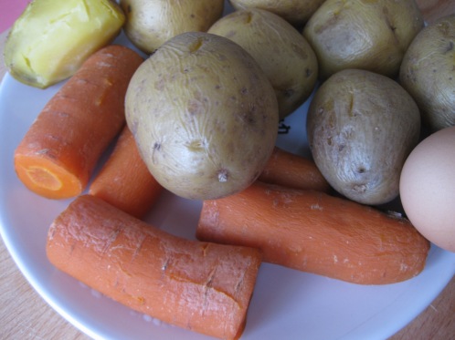 boiled vegetables for Olivie